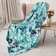 thumbnail image 3 of Sikiie Blue Floral with Butterflies Cozy Flannel Fleece Throw Blanket: Lightweight & Thick for All Seasons - Perfect for Women, Men, & Kids"80"x60", 3 of 6