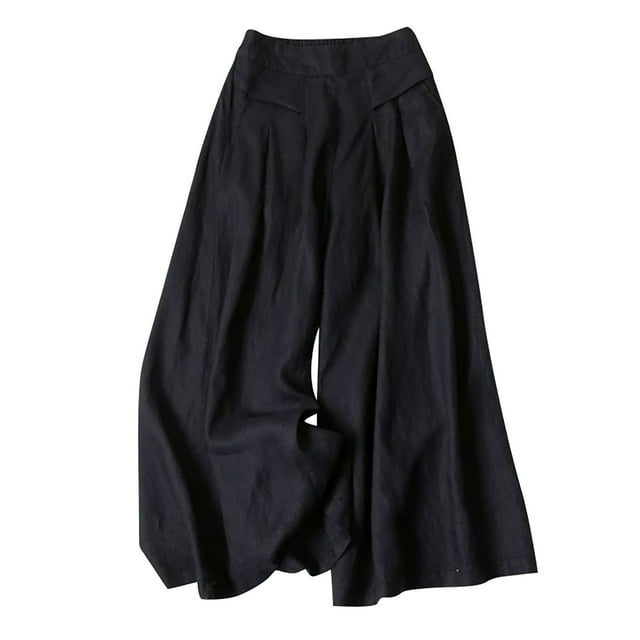 WILLBEST Pantalones Casuales para Mujer: Pantalones de Verano Lisos, de Cintura Alta, Finos, Holgados y de Pierna Ancha para Un Uso Diario Versátil. Extra Grande