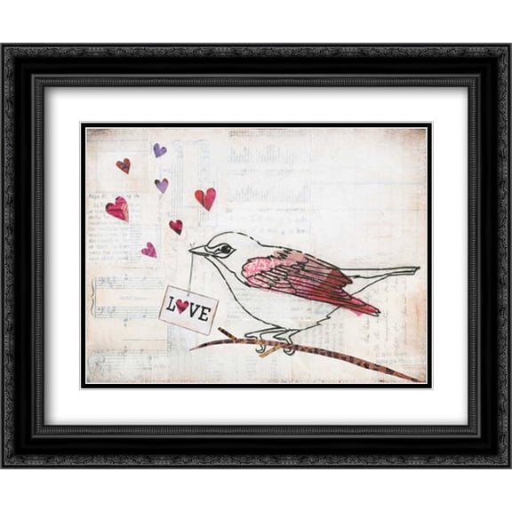 Love Birds II 2x Matted 24x20 Black Ornate Framed Art Print by Prahl, Courtney