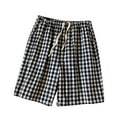 thumbnail image 2 of Aueoeo Men's Sleepwear Shorts Pajama Bottom Causal Short Pants Plaid Drawstring Cotton Shorts Soft Sleep Pants, 2 of 3