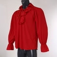 thumbnail image 3 of Mens Puffy Sleeve Medieval Shirt Loose Top Pirate Costume Halloween Cosplay Halloween Costumes for Adults, Size L, 3 of 7