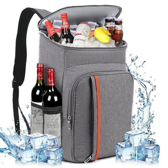 Qunler 35 Can Cooler Backpack, Insulated Leak Proof Waterproof Cooler Bag, Portable Lightweight Lunch Bag for Travel Beach Camping Office, Gray