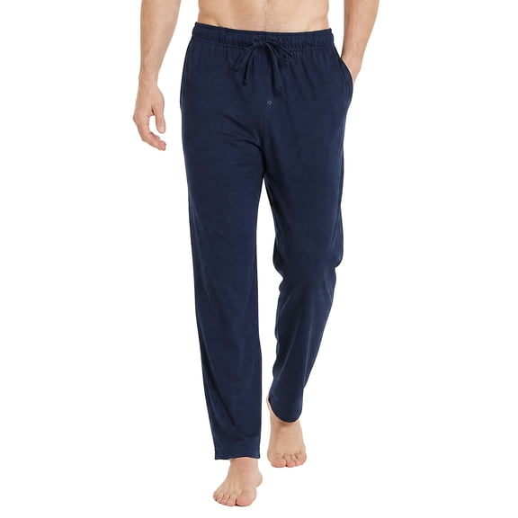 U2SKIIN Mens Cotton Pajama Pants, Soft Lounge Pant with Pockets Lightweight Sleep Pj Bottoms,(Navy,L)