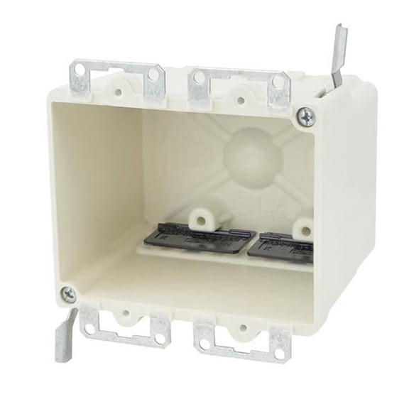 Allied Moulded 3016801 32.5 cu. in. Square Fiberglass 2 Gang Electrical Box, Off White