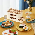 thumbnail image 5 of JingChun Collapsible Egg Holder for Fridge, 3 Tier Rolling Egg Dispenser for Refrigerator, Save Space Egg Organizer Tray, Keep Fresh Egg Storage Container for Kitchen, 5 of 5