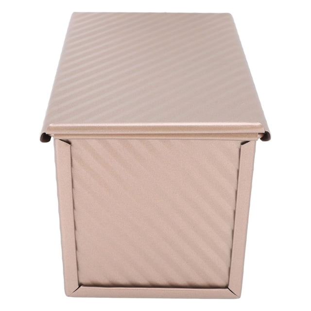 Molde para Pan, Caja para Tostadas Rectangular de Acero Al Carbono, Apto para Horno, Antiadherente para Cocina (Oro con tapa)