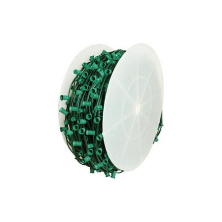 Queens of Christmas WL-C9-15G Cordset C9 Socketed Cord Set E17 Sockets Green Wire 1000 feet 15in Spacing