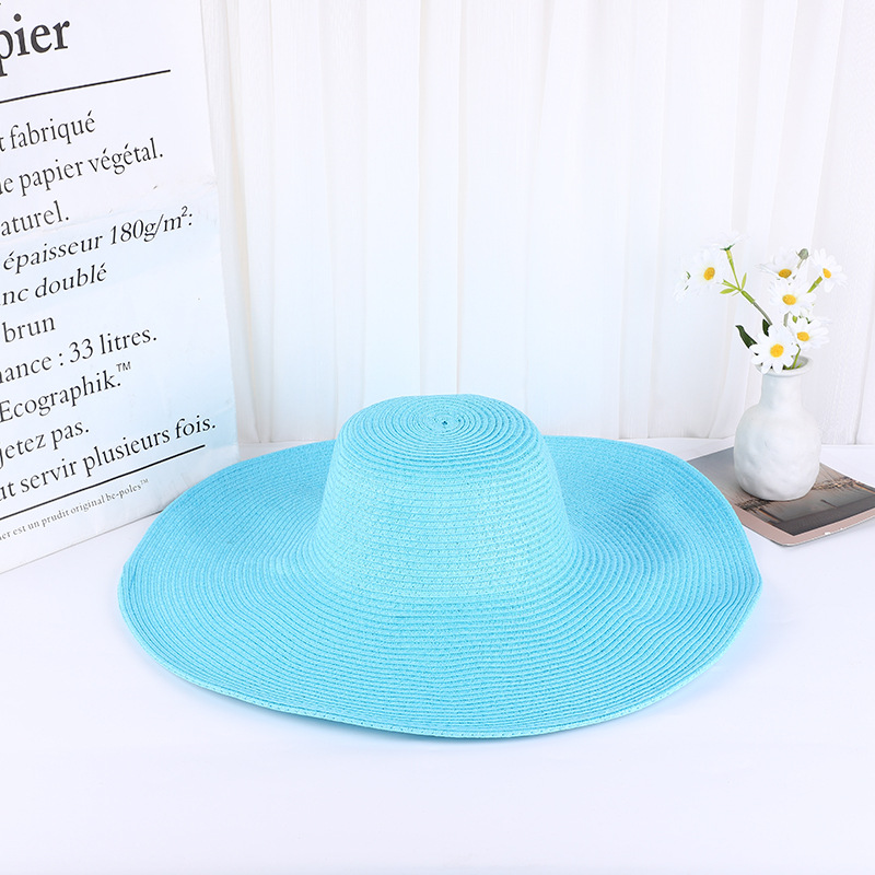 Bowknot Straw Hat Floppy Foldable Roll 