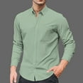 thumbnail image 4 of Men's Slim Fit Long Sleeve Linen Blend Shirt Breathable Comfortable Business Casual Wear Stylish Top Mens T-Shirts Summer Lightweight Tee Tops, 4 of 4