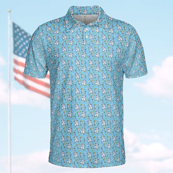 Tequila Polo Shirt for Men Short Sleeve Funny Golf Polo Shirt Golfing