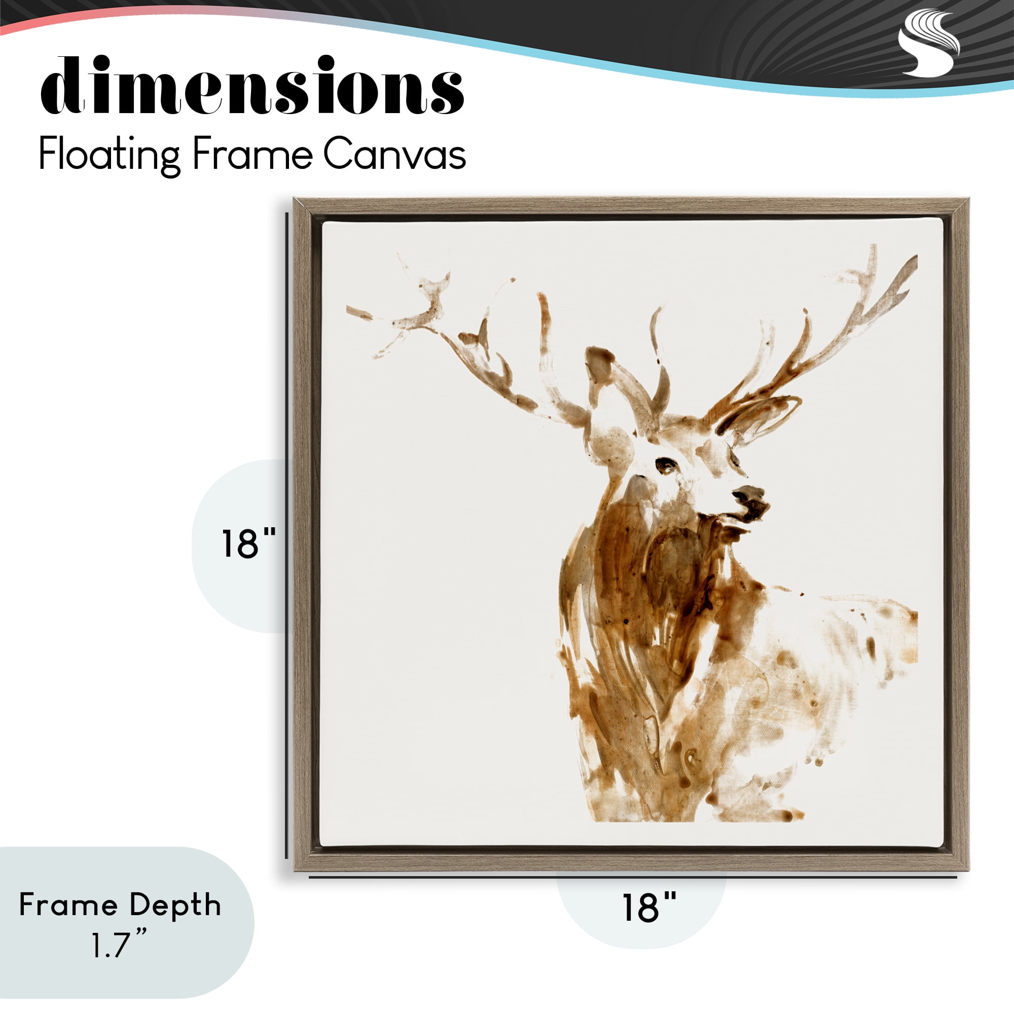 Stupell Industries Deer Portrait Head Shot Brown Framed Floater Canvas Wall Art, design by Lorenzo Collective