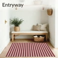 thumbnail image 3 of ODIKA 3'x5' Machine Washable Non-Slip Area Rug, Vintage Holiday Houndstooth with Contemporary Checkered Accents High Traffic Rug with Pad, Red, 610583, 3 of 8
