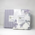 thumbnail image 3 of Melange Home Bedford Lane Floral Collection Percale Cotton Sheet Set Stripe Violet - Full, 3 of 5