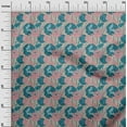 thumbnail image 2 of oneOone Cotton Jersey Teal Blue Fabric Insect|Leaves & Lotus Floral Dress Material Fabric Print Fabric By The Yard 58 Inch Wide, 2 of 4