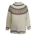 thumbnail image 4 of Lightweight Sweaters for Women Soft Loose Fit Fair Isle Round Neck Sweater Comfortable Color Block Fashion Fall Winter Long Sleeve Pullovers Top Multicolor White L, 4 of 4