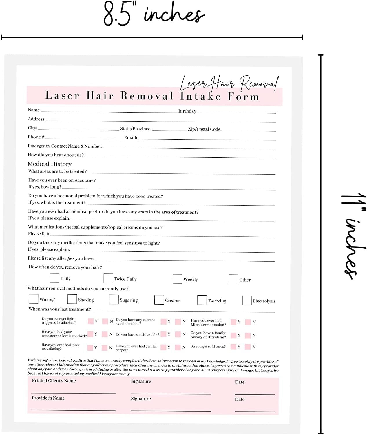 B12 Injection Forms Bundle - 75-Pack Intake, Consent & Aftercare Forms 8.5x11"