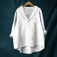 thumbnail image 2 of Chemise Décontractée en Mélange de Lin Coupe Ample Col Rond Style Élégant, 2 of 3