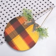 thumbnail image 4 of Orange Plaid Pattern Front Door Porch Decoration Hanging Sign with Artificial Green Plants and Bow for Home Outdoor Indoor, 4 of 7