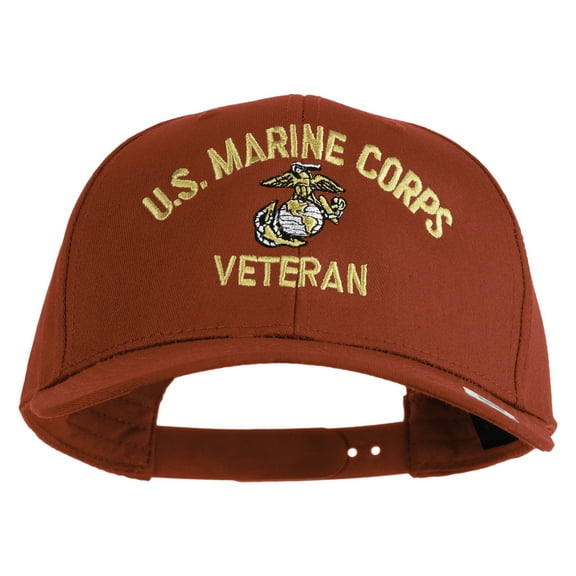 US Marine Corps Veteran Design Embroidered Solid Cotton Twill Pro Style Cap - Red OSFM