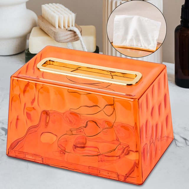 Caja de pañuelos creativa, caja de almacenamiento de pañuelos, servilletas faciales adhesivas, organizador de servilletas para el hogar para encimera Naranja Baoblaze Caso de tejido