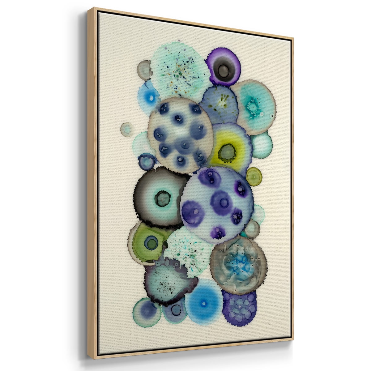 Geodes II Framed Premium Gallery Wrapped Canvas - Ready to Hang - 17 x 25 - Natural Wood Floating Frame