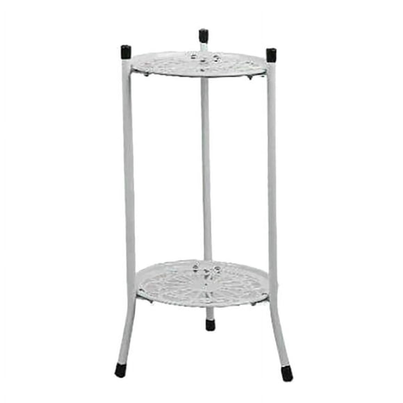 LEEYNEER Two-Layer Elegant Metal Stand 7.87” x 2.95” x 4.92” 2-Tier White Metal Plant Stand