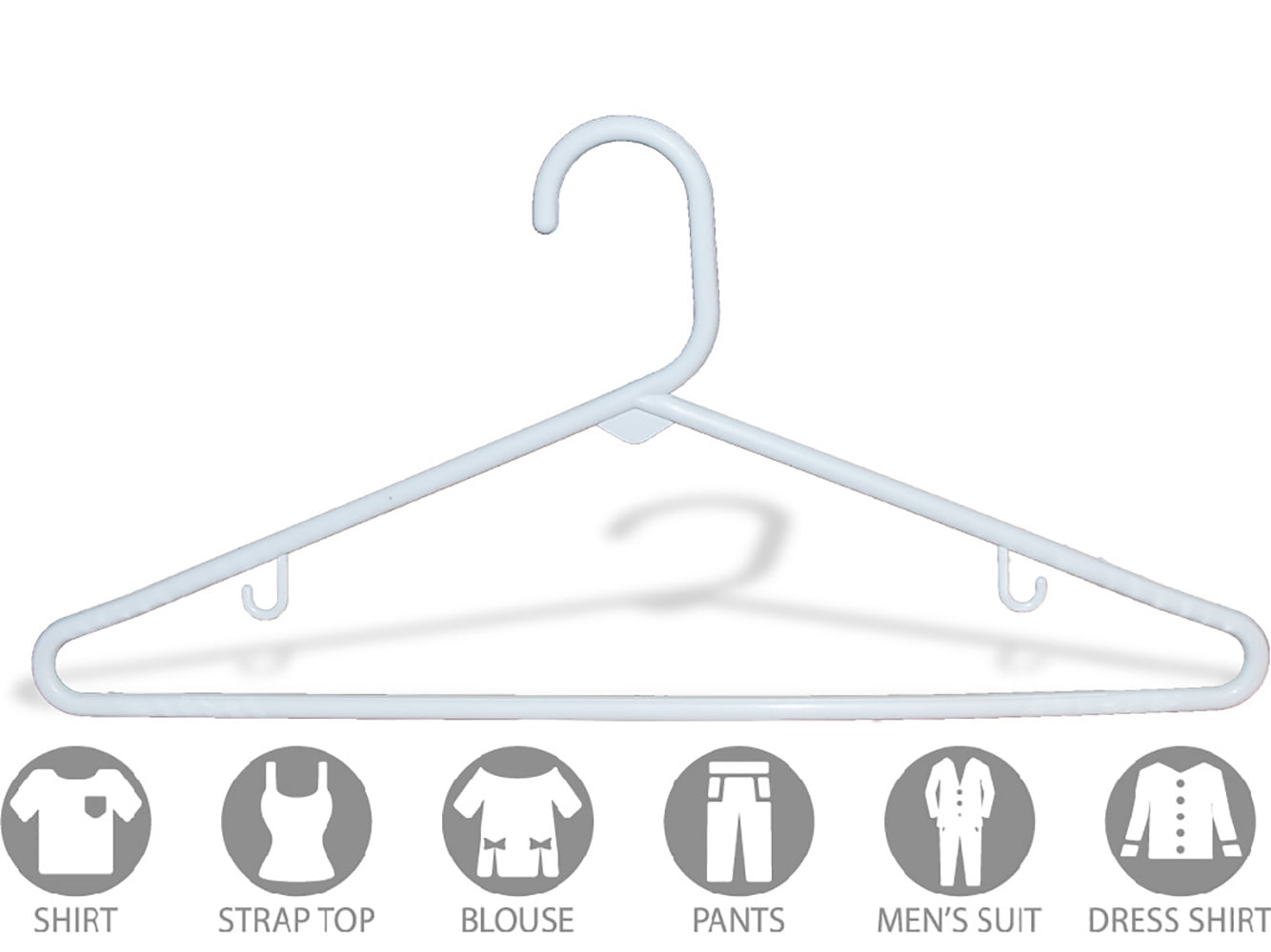 white plastic clothes hangers