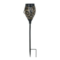 Mainstays Outdoor 22.3" H x 4.1" L x 4.1" W Solar Black Metal Flickering LED Pathway Light