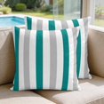 thumbnail image 2 of 16x16 Pillow Covers Set of 2, Teal Grey Striped Square Throw Pillow Covers for Couch/Sofa/Living Room, Geometric Vertical Stripes Minimalist Decorative Soft Pillowcases for Couch Throw Pillows, 2 of 9