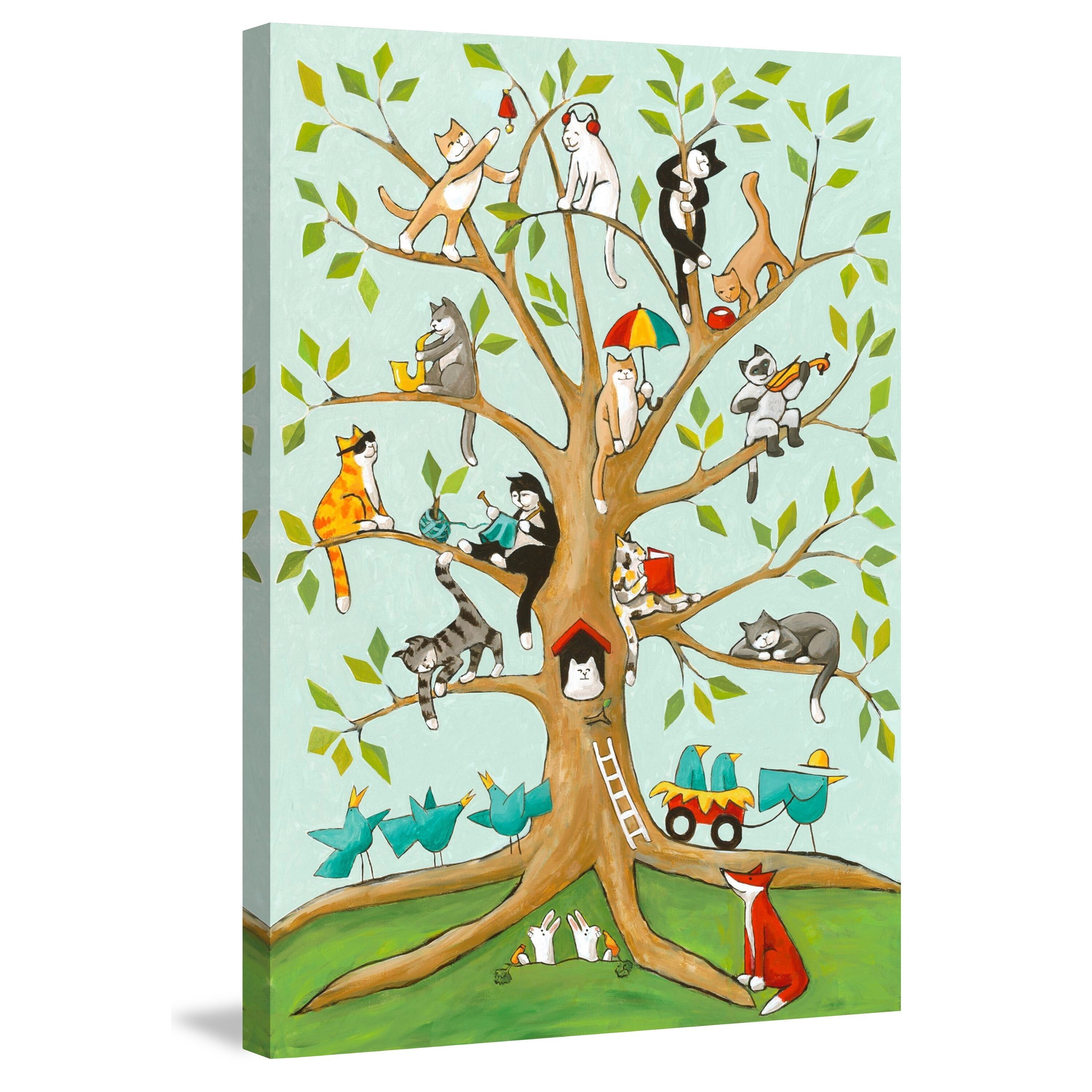 Marmont Hill "Cats up a Tree" by Janet Nelson Painting Print on Wrapped Canvas