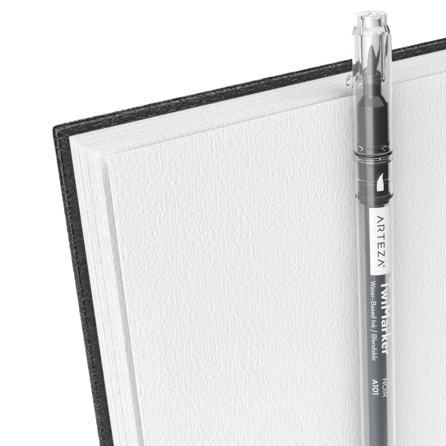 Arteza 9" x 12" Spiral-Bound Hardcover Watercolor Sketchbook, 32 Pages, Black, Set of 2