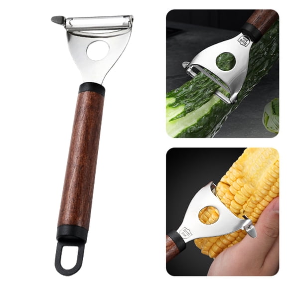 Multifunctional Kitchen Tool Set | 304 Stainless Steel Manual Whisk, Corer & Vegetable Peeler with Wooden Handle | Compact & Dishwasher Safe