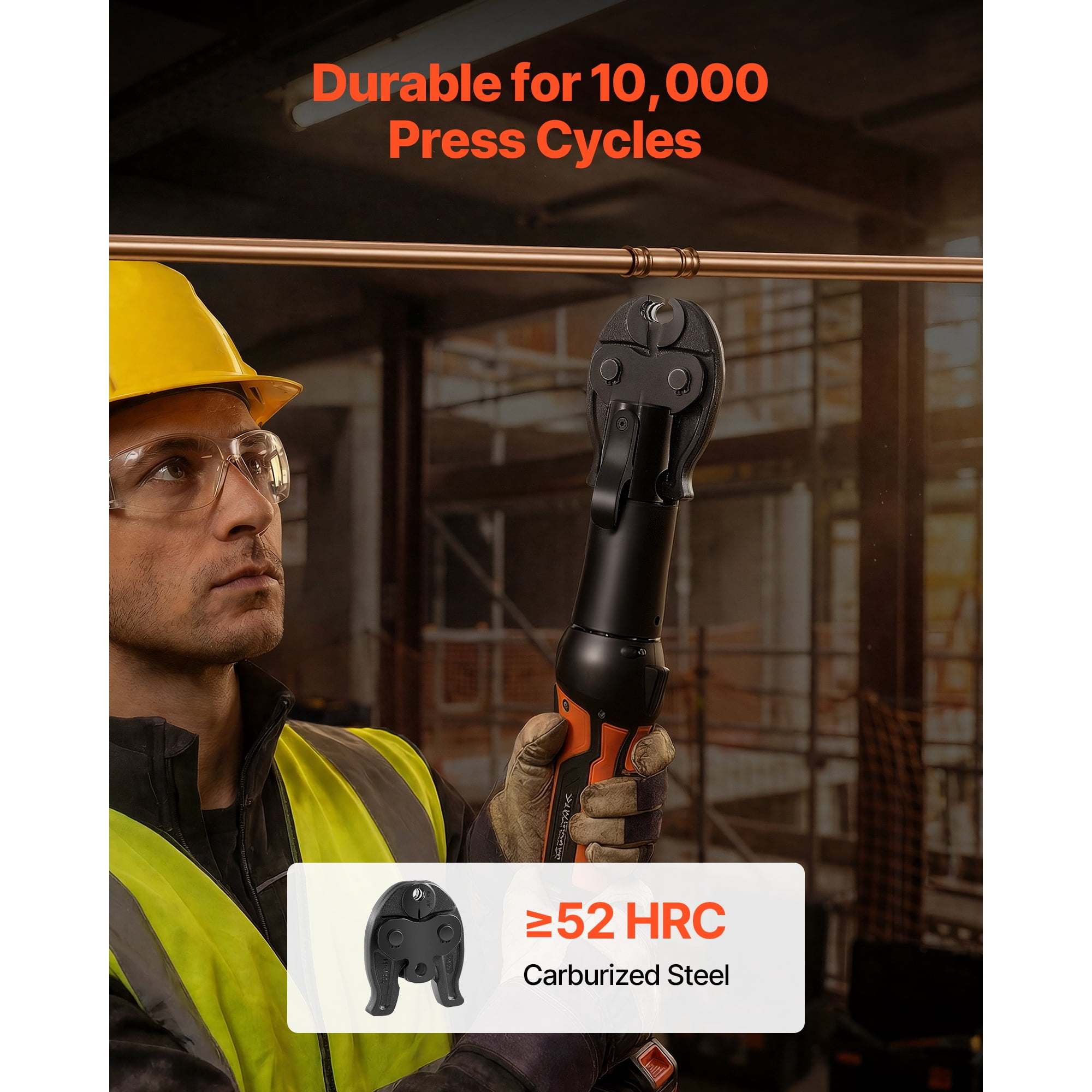 KFFKFF 3/8" Press Jaw for Compact Press Tools, 52 HRC Hardened Steel for High-Pressure HVAC/R Applications - Compatible with 24KN Tools for Copper Pipe Connections