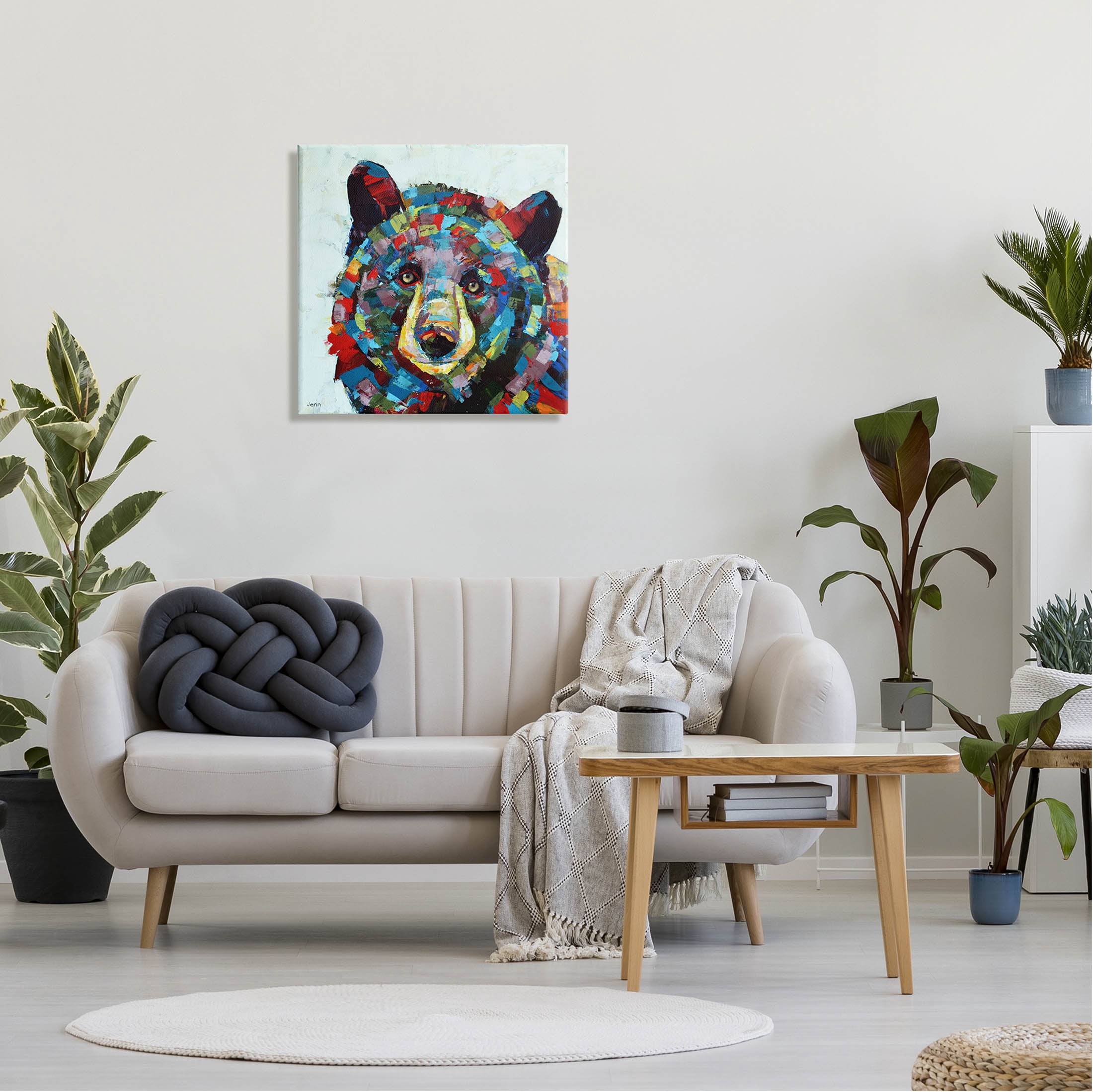 Modern Kaleidoscopic Bear Portrait Animals & Insects Painting Gallery Wrapped Canvas Print Wall Art