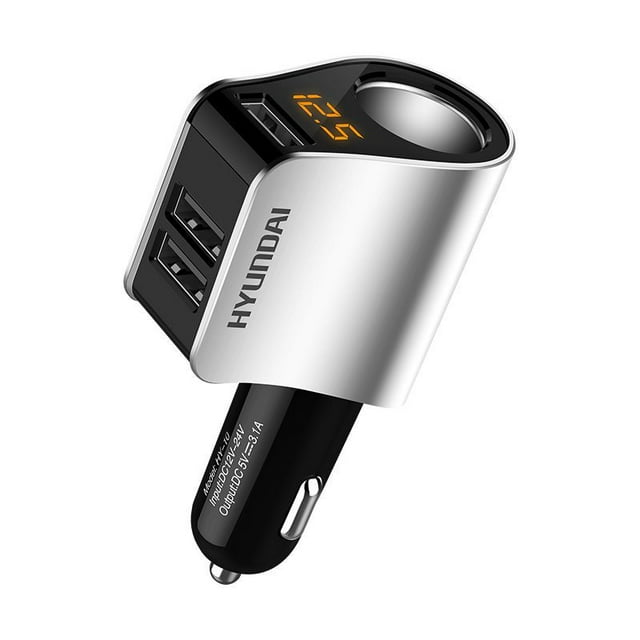 Nuevo Cargador USB Mini USB Multi-Mechero - 3 USB - 5V /3.6A - Función Voltímetro Pantalla LED Batería - Compatibilidad Universal (3usb) Plata TUNC Sencillez