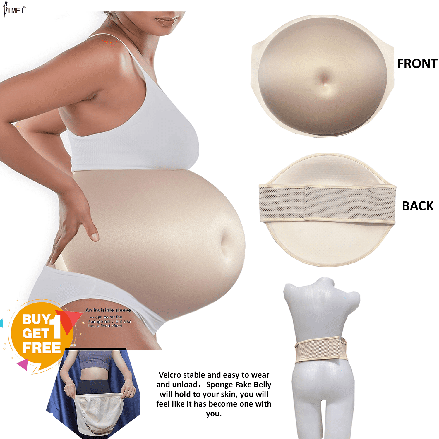 Fake Pregnant Belly Sponge - Costume Prop For Halloween & Cosplay (Size L 7-8M)