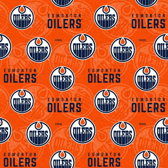 Edmonton Oilers Cotton Fabric with Tone on Tone Print and Matching Solid Cotton Fabrics