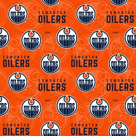 Edmonton Oilers Cotton Fabric with Tone on Tone Print and Matching Solid Cotton Fabrics