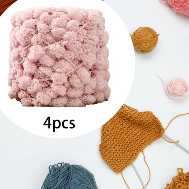 Hilo grueso de pompón, 4 bolas, cómodo para tejer a mano, hilo suave, hilo de peso para cojines, almohadas, bufandas, manualidades Rosa