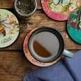 thumbnail image 2 of Christian Art Gifts Inspirational Ceramic Drink Coasters for Women: Bees & Butterflies Multicolor Floral, Table Top Surface Protection for Cold & Hot Beverage Cups & Mugs w/ Basket Holder, Set of 4, 2 of 5