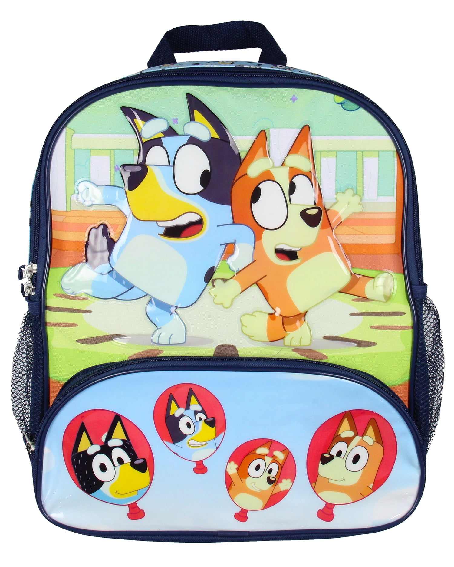 Bluey 14" Kids School Travel Backpack Bag For Toys w/ Raised Character Designs