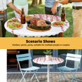 thumbnail image 6 of Elastic Fitted Round Tablecloth, Red Polka Dots Waterproof Stretch Table Cover for 55"-60" Tables, Vintage Abstract Art Watercolor Washable Outdoor Tablecloths for Patio, Picnic, Camping, 6 of 9