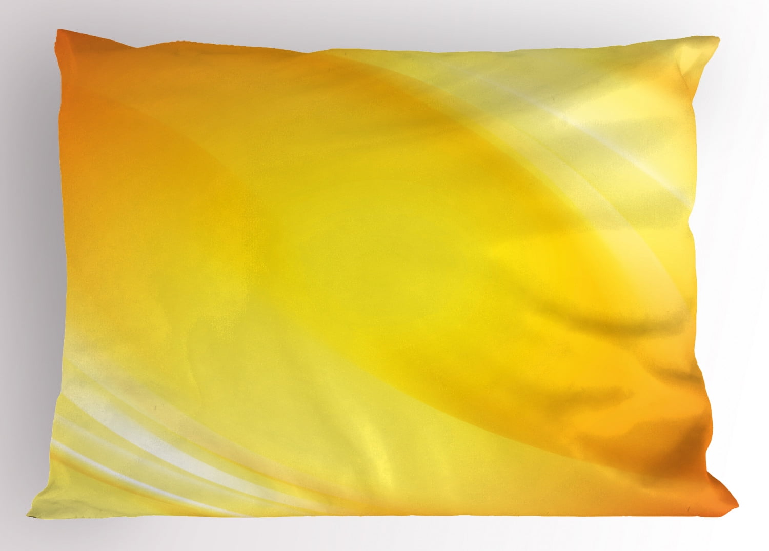 Yellow Pillow Sham Radiate Yellow Lines like Sand with Ombre Elements