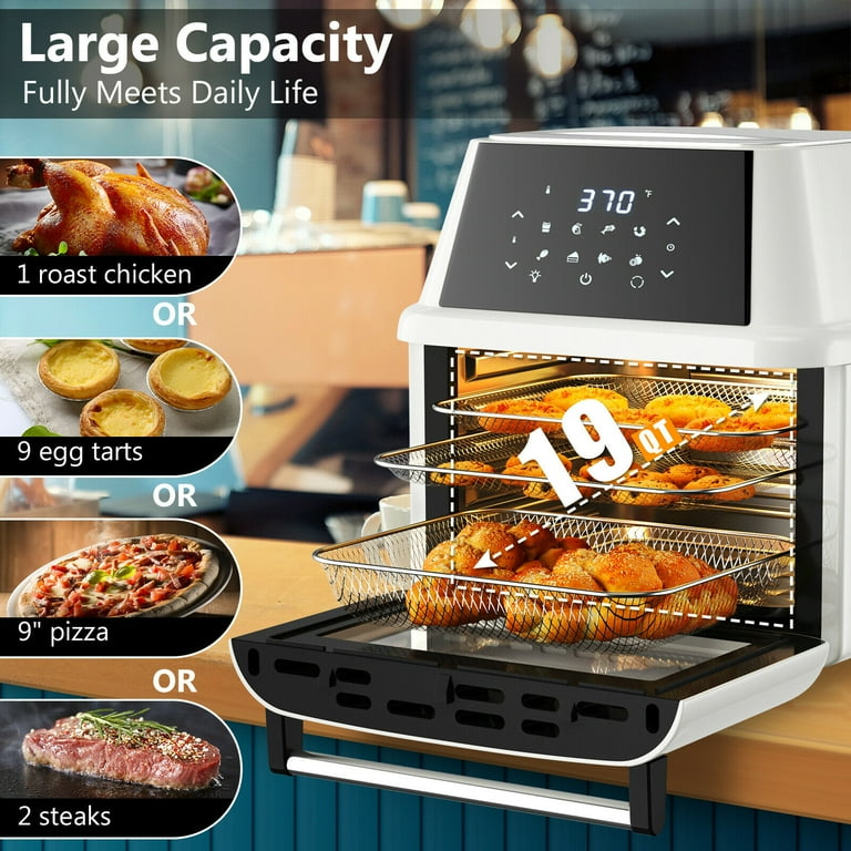 WHALL Air Fryer - 6.2QT Air Fryer Oven, 12-in-1 Stainless Steel Air Fryer  with LED Smart Touchscreen, Reduce 85% Fat, 1600W