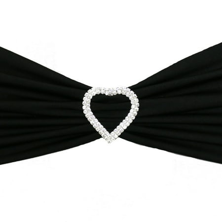 - Your Chair Covers - Heart Rhinestone Chair Sash Buckle Silver 10/pack for Wedding, Party, Birthday, Patio, etc.