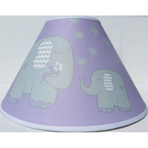Purple Elephant Lamp Shade With Dandelions Nursery Decor Purple Elephant Lamp Shade With