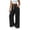 Black, variant on Women's Wide Leg Pants - Side Button Trousers in Solid Color, Loose Fit Pants with Pockets for Work, Brunch, and City Strolls,Red S