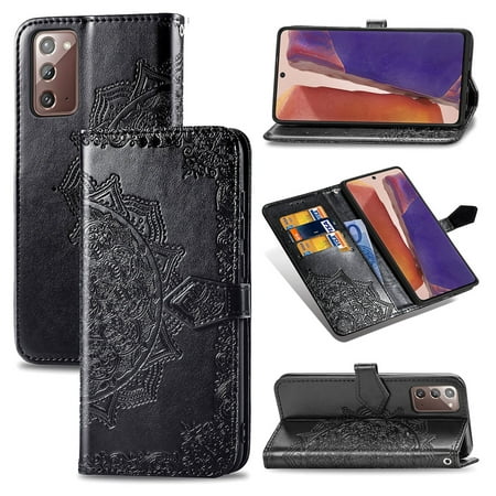 Samsung Galaxy Note20 Case, Dteck ShockProof Premium PU leather Magnetic Flip wallet Case with Kickstand and Flip Cover For Samsung Galaxy Note 20 5G, Black