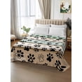 thumbnail image 2 of Teal Brown Paw Print Queen Size Flat Sheet, Wrinkleproof & Fadeproof Cooling Flat Bed Sheet Only, Vintage Farmhouse Wooden Grain Breathable Soft Bedding Top Sheets 90 x 102 Inches, 2 of 8