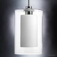 thumbnail image 3 of Urban Ambiance Luxury Modern Pendant, Size: 13-1/2"H x 7-3/4"W, with Farmhouse Style Elements, Polished Chrome Finish and Etched White Inner, Seeded Glass Outer Shade, UHP2262, 3 of 7